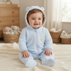 N14607: Baby Boys Quilted, Hooded Pram Suit/ All In One (0-9 Months)